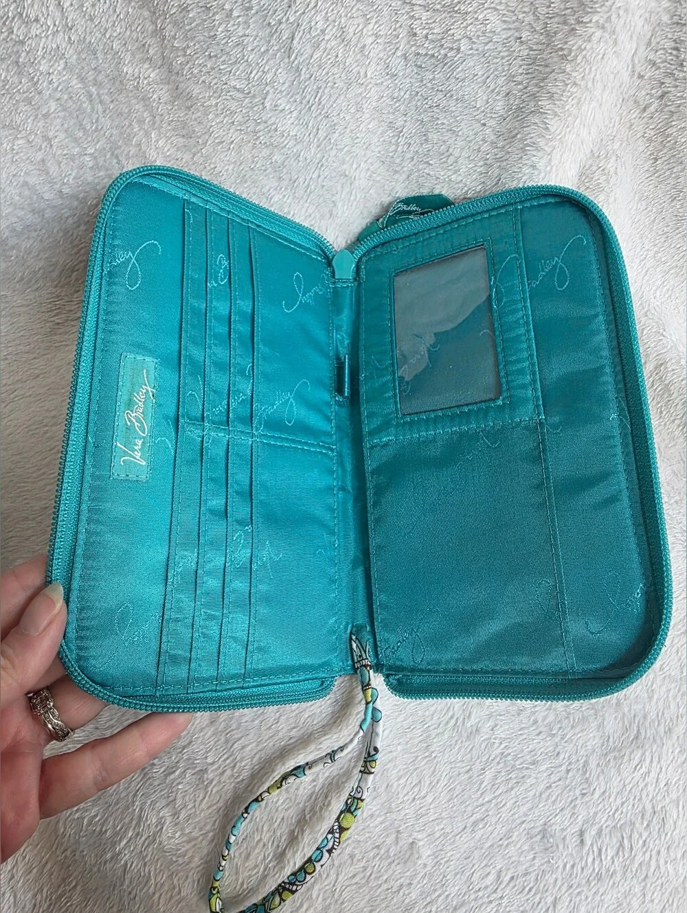 Vera Bradley Blue Paisley Tote Bag & Matching Zip Card Wallet Set EUC